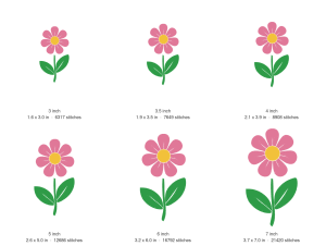 Pink Flower Machine Embroidery Design — size guide