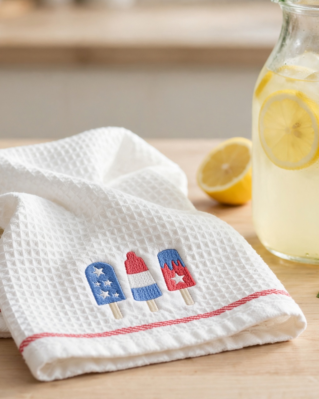 Sketch Popsicle Trio Machine Embroidery Design embroidered on a towel