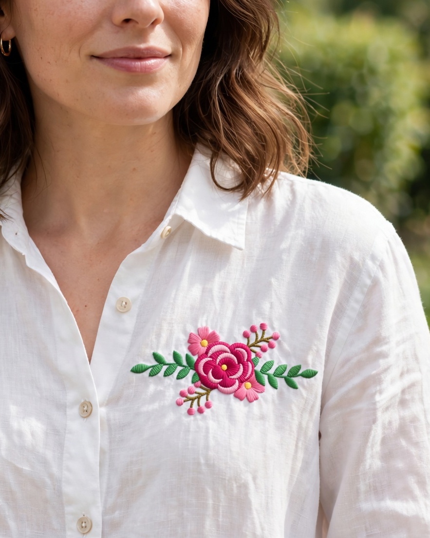 Pretty Flowers Machine Embroidery Design shown in use