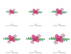 Pretty Flowers Machine Embroidery Design — size guide
