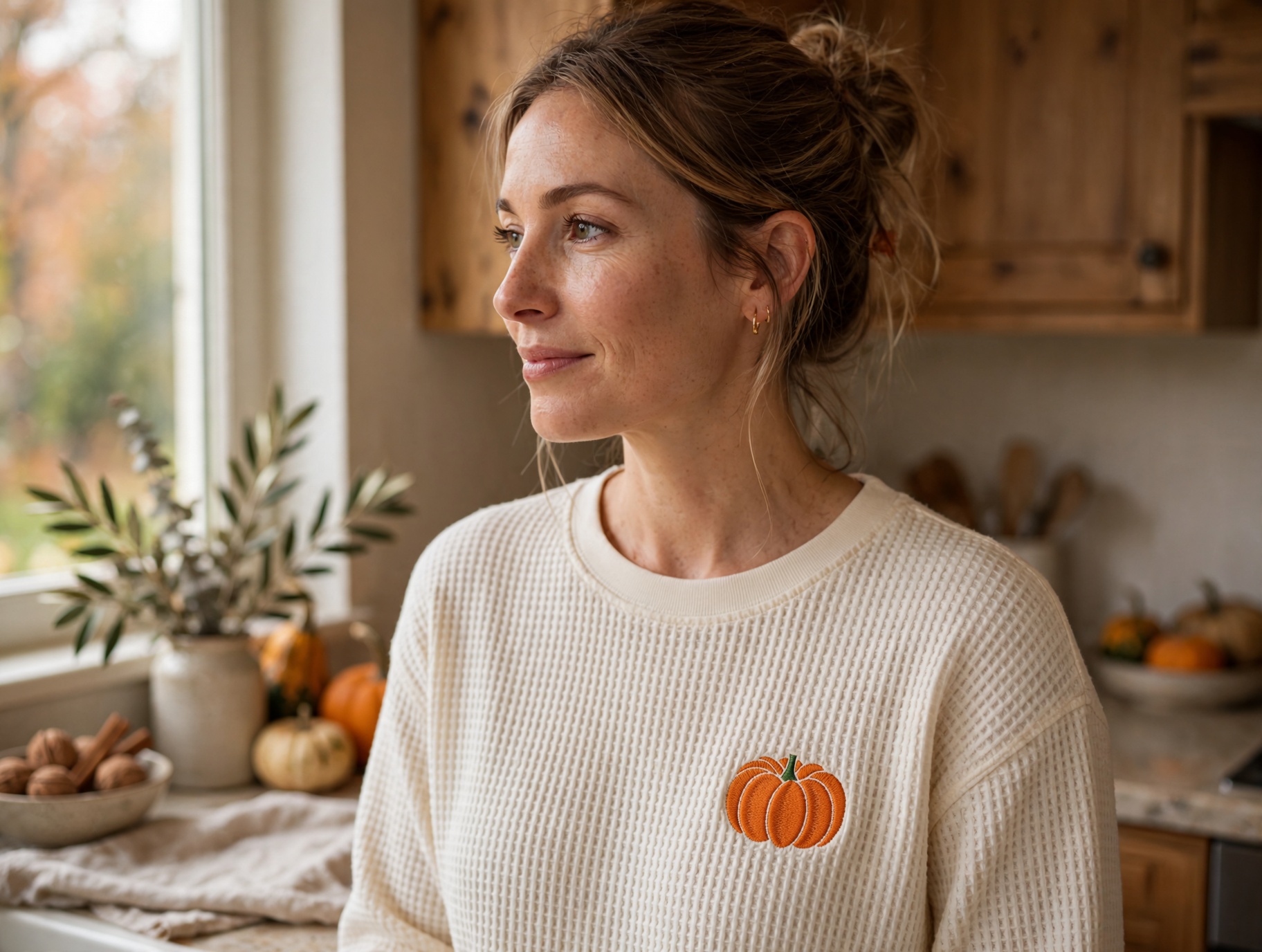 Cute Pumpkin Machine Embroidery Design shown in use
