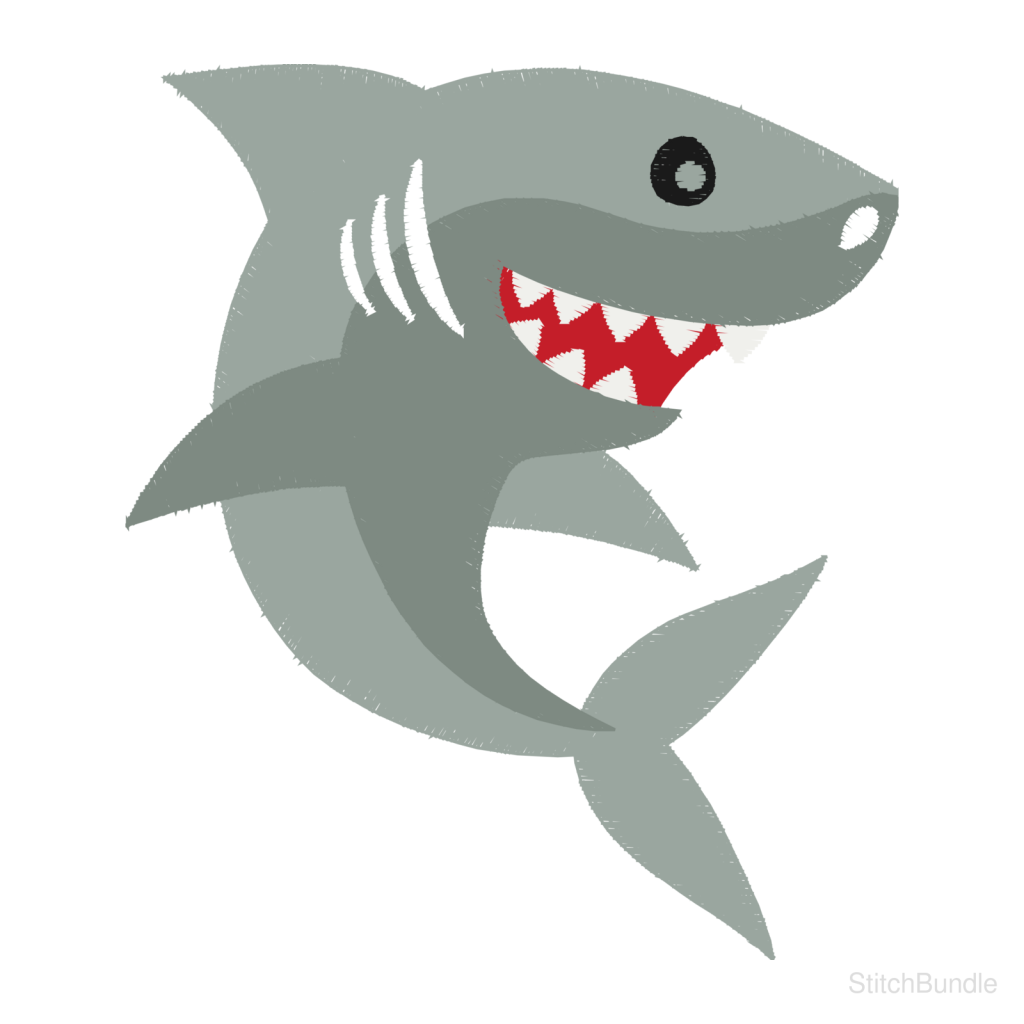 Great White Shark Machine Embroidery Design — design preview