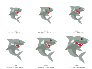 Great White Shark Machine Embroidery Design — size guide