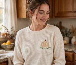 Sketch Pumpkin Machine Embroidery Design shown in use
