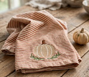 Sketch Pumpkin Machine Embroidery Design embroidered on a towel