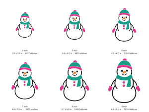 Cute Snowman Machine Embroidery Design — size guide