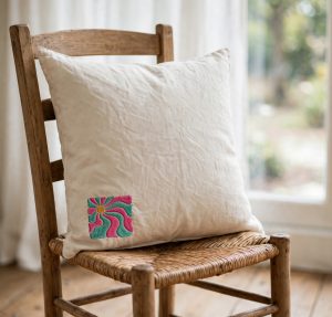 Sunshine Rays Machine Embroidery Design embroidered on a pillow