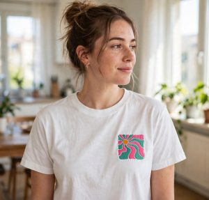 Sunshine Rays Machine Embroidery Design embroidered on a t-shirt