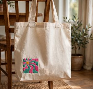 Sunshine Rays Machine Embroidery Design embroidered on a tote bag