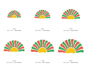 Wavy Sunshine Machine Embroidery Design — size guide
