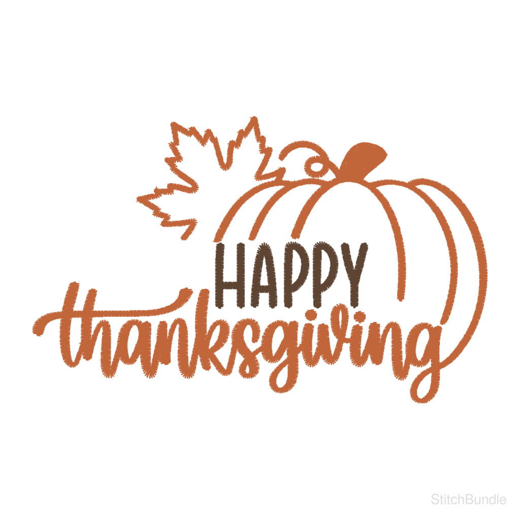Happy Thanksgiving Pumpkin Machine Embroidery Design — design preview
