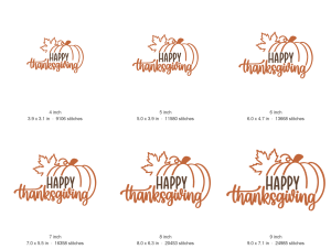 Happy Thanksgiving Pumpkin Machine Embroidery Design — size guide