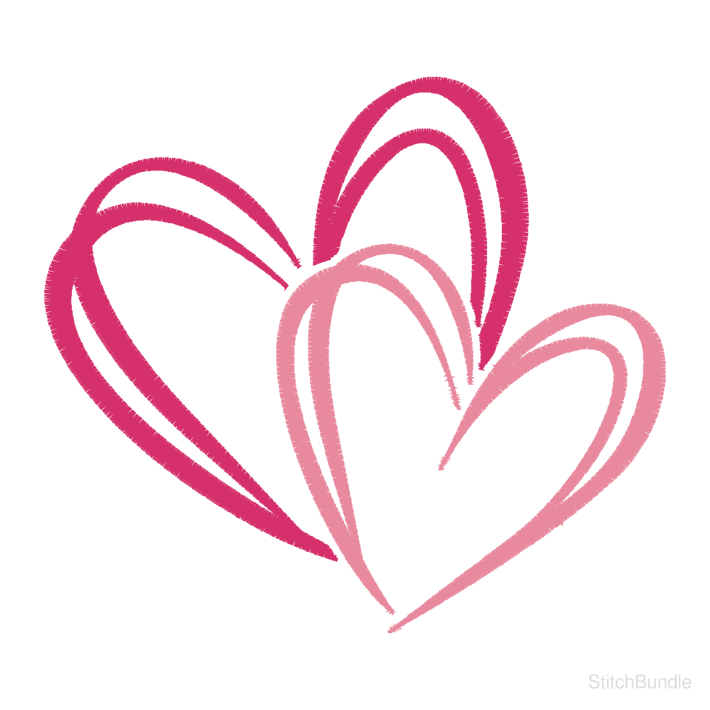Two Hearts Machine Embroidery Design — design preview