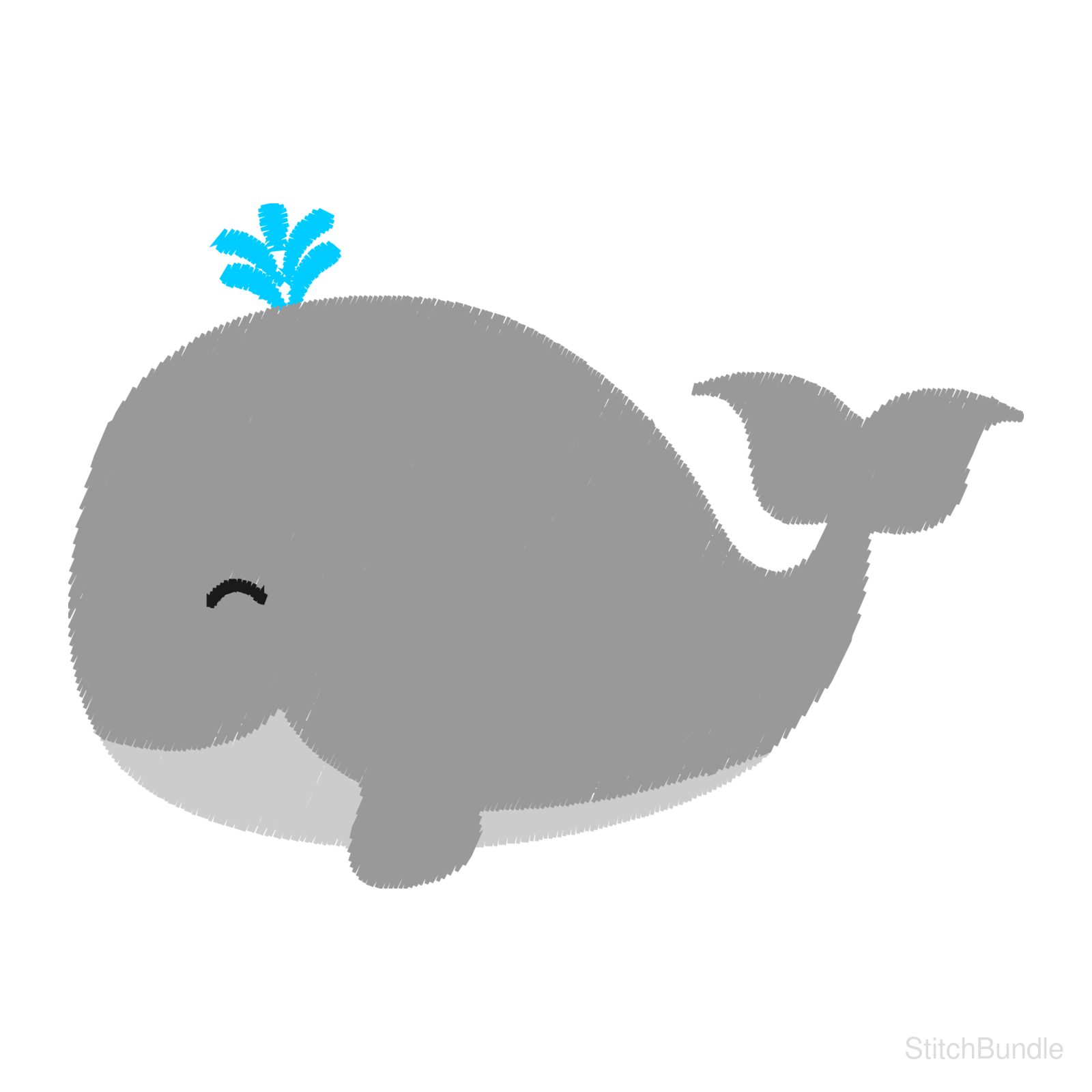 Whale Machine Embroidery Design — design preview
