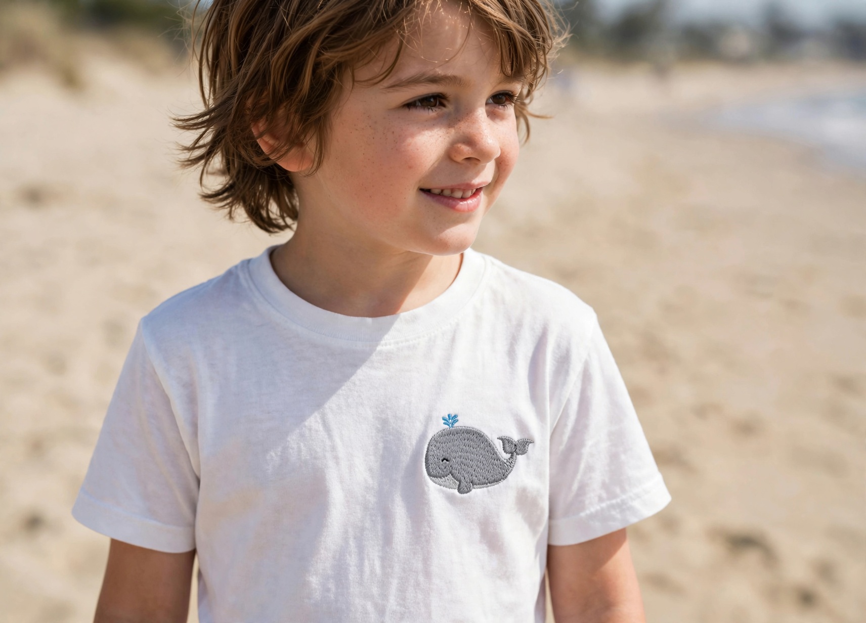 Whale Machine Embroidery Design embroidered on a t-shirt