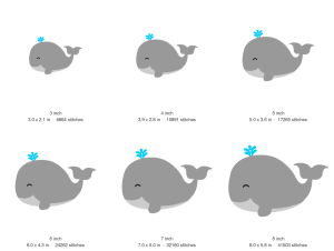 Whale Machine Embroidery Design — size guide