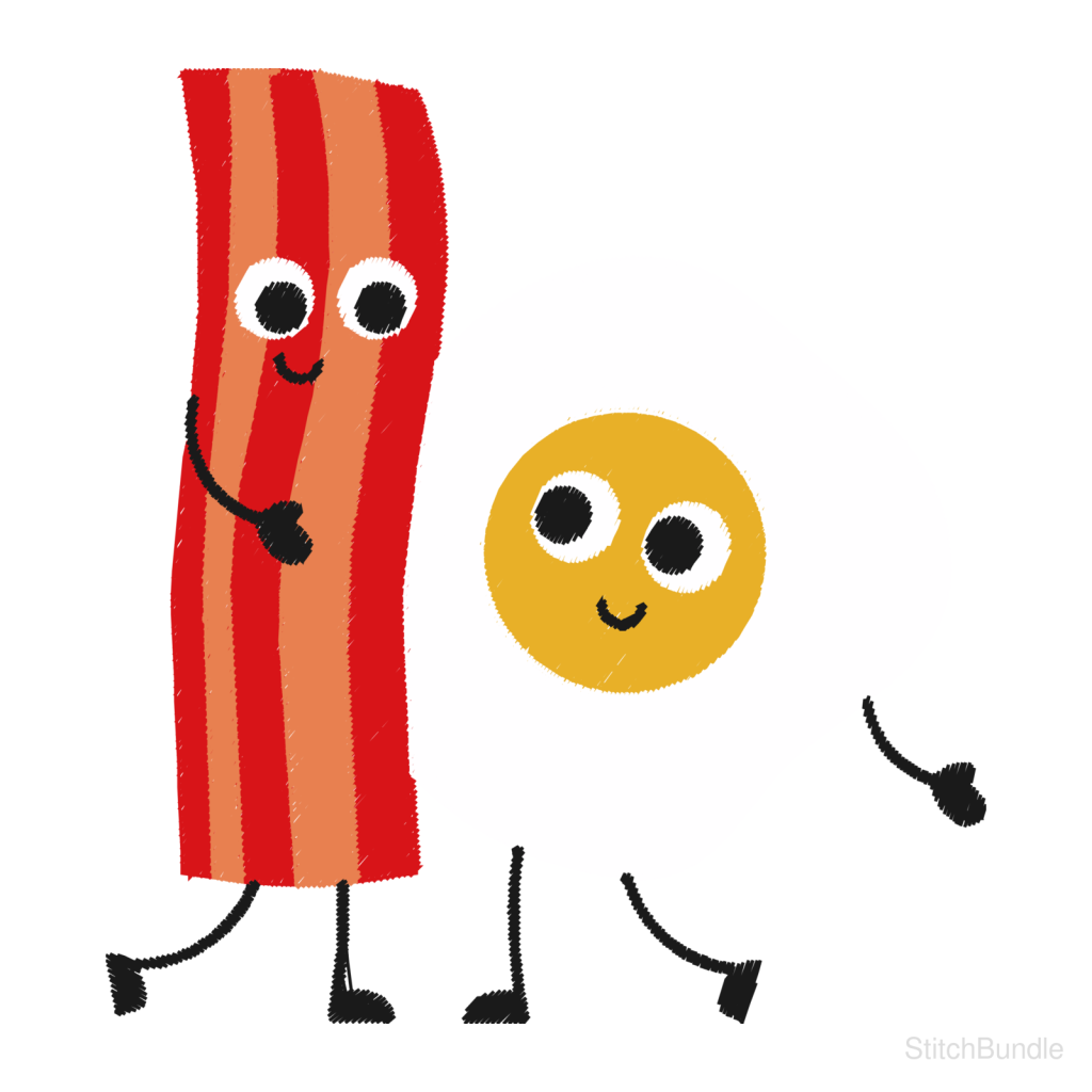 Bacon and Egg Machine Embroidery Design — design preview