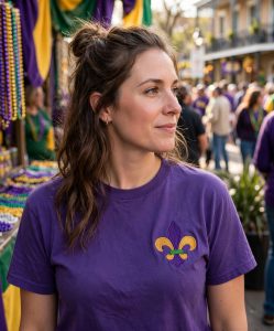Fleur de Lis Machine Embroidery Design embroidered on a t-shirt