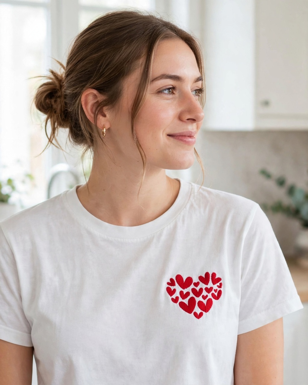 Heart of Hearts Machine Embroidery Design embroidered on a t-shirt