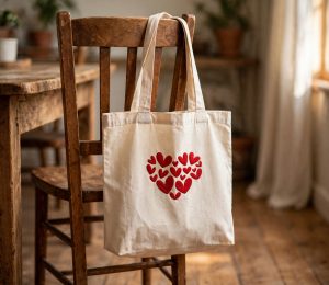 Heart of Hearts Machine Embroidery Design embroidered on a tote bag