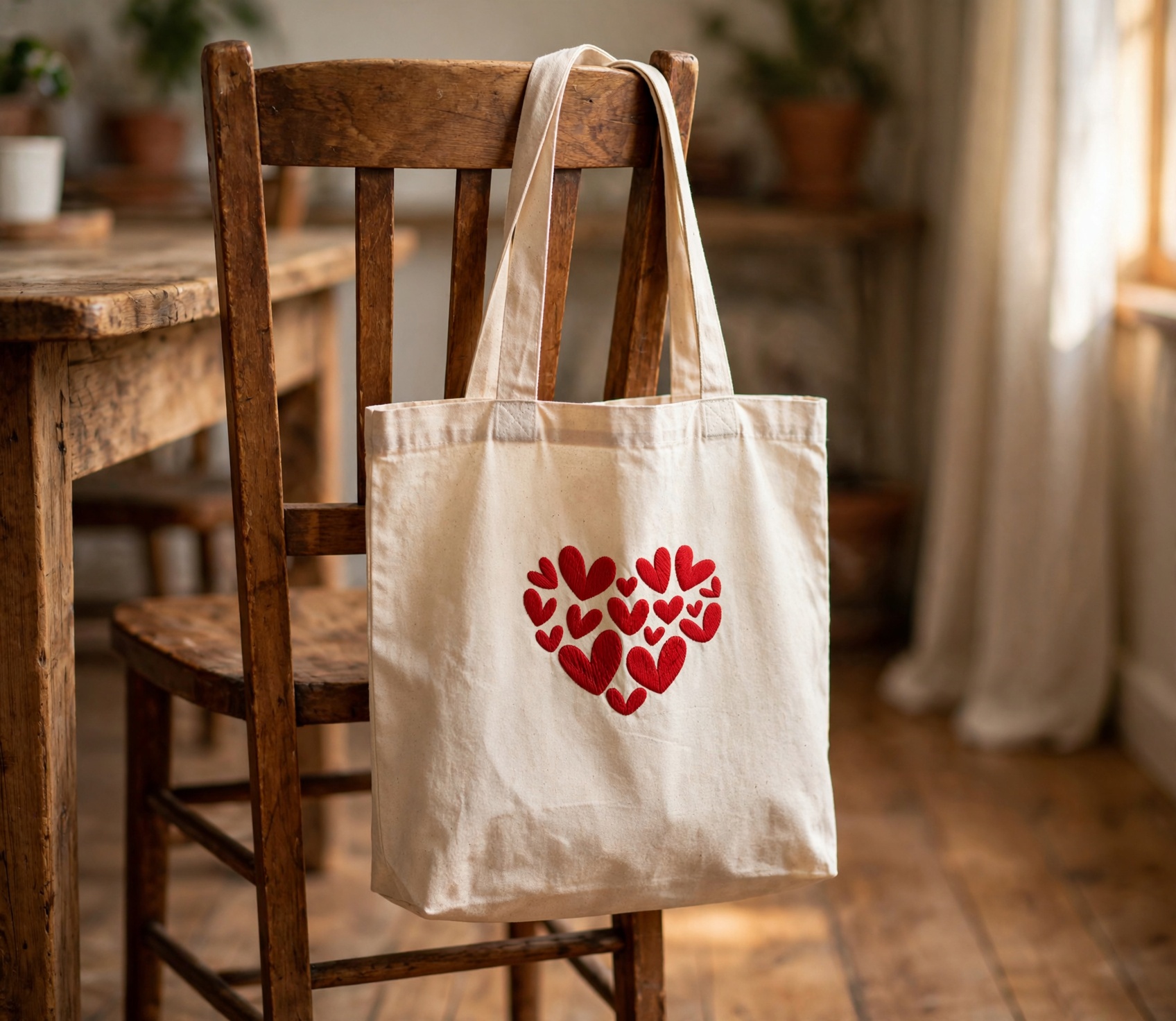 Heart of Hearts Machine Embroidery Design embroidered on a tote bag