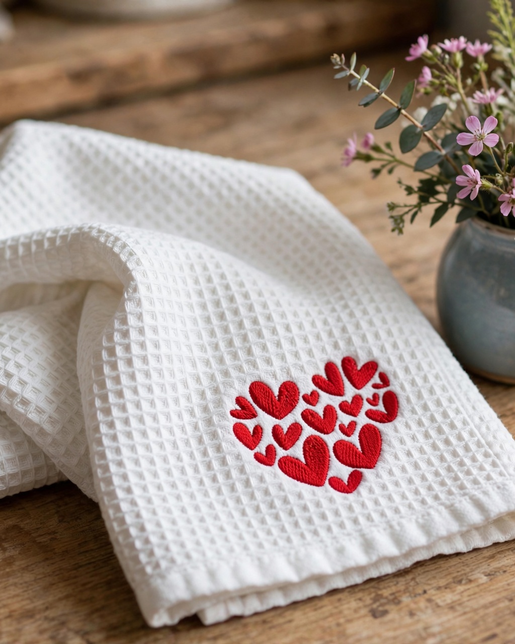 Heart of Hearts Machine Embroidery Design embroidered on a towel