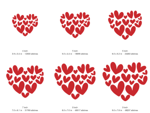 Heart of Hearts Machine Embroidery Design — size guide