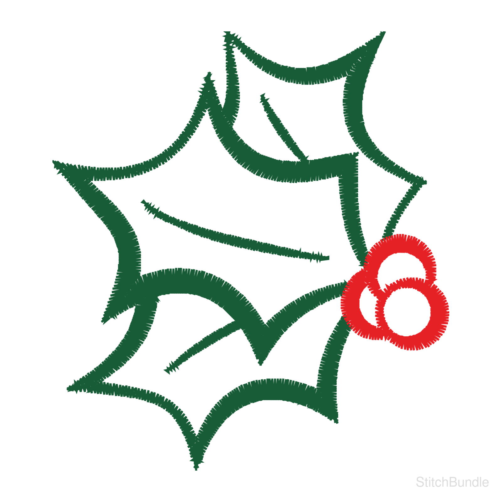 Holly Leaf Machine Embroidery Design — design preview