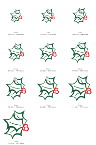 Holly Leaf Machine Embroidery Design — size guide