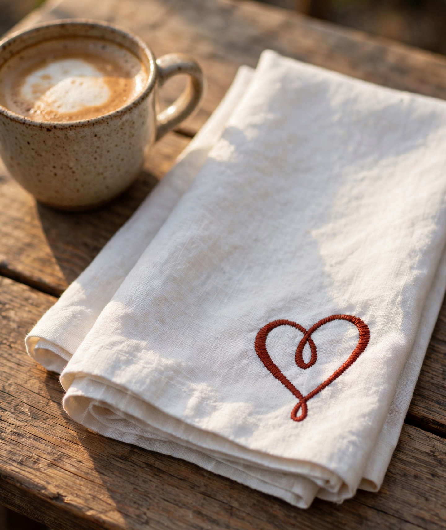 Loopy Heart Machine Embroidery Design embroidered on a napkin