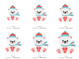 Polar Bear with Present Machine Embroidery Design — size guide