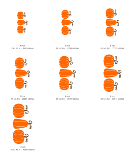 Pumpkin Trio Machine Embroidery Design — size guide