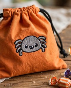Spider Boy Machine Embroidery Design embroidered on a bag