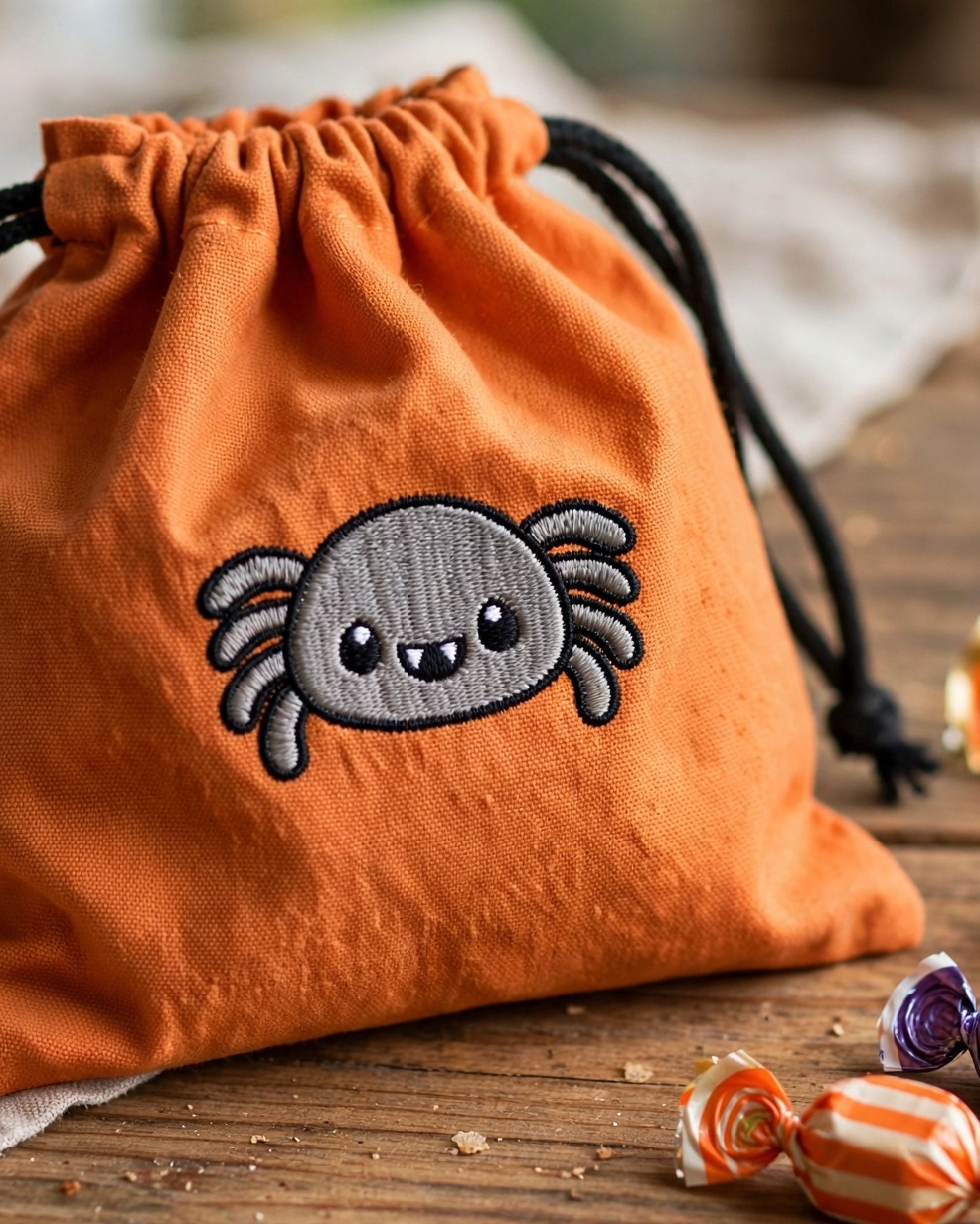 Spider Boy Machine Embroidery Design embroidered on a bag