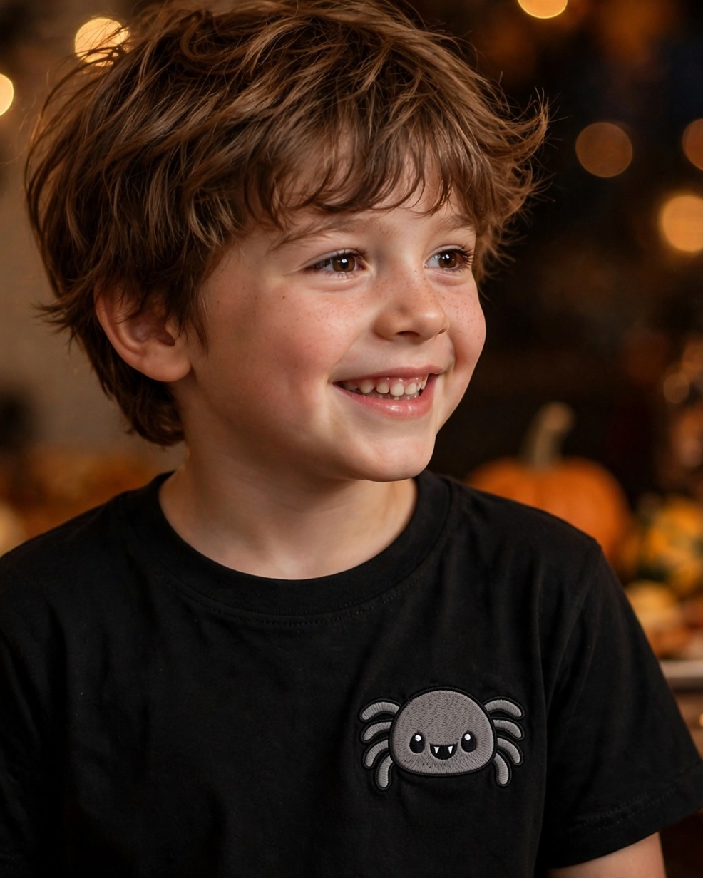 Spider Boy Machine Embroidery Design embroidered on a t-shirt