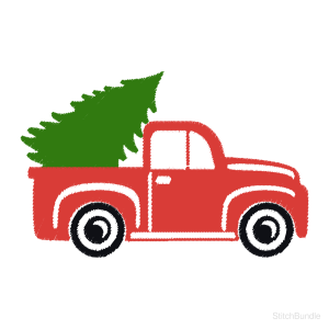Vintage Truck with Christmas Tree Machine Embroidery Design — design preview