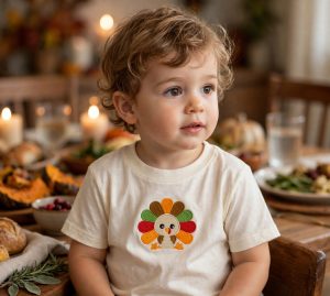 Turkey Machine Embroidery Design embroidered on a t-shirt