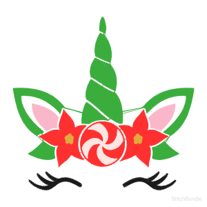 Christmas Unicorn Face Machine Embroidery Design — design preview