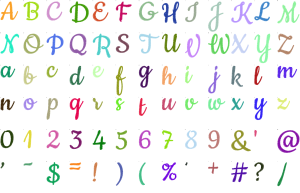 Bakery Script full alphabet at 1 inch