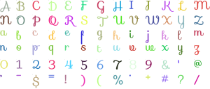 Blossom Cursive full alphabet at 1 inch