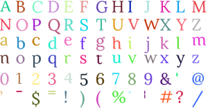 Bookplate Serif full alphabet at 1 inch