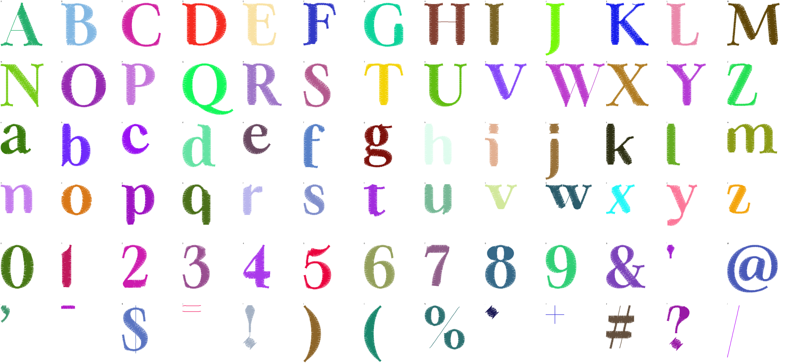 Bordeaux Serif full alphabet at 1 inch