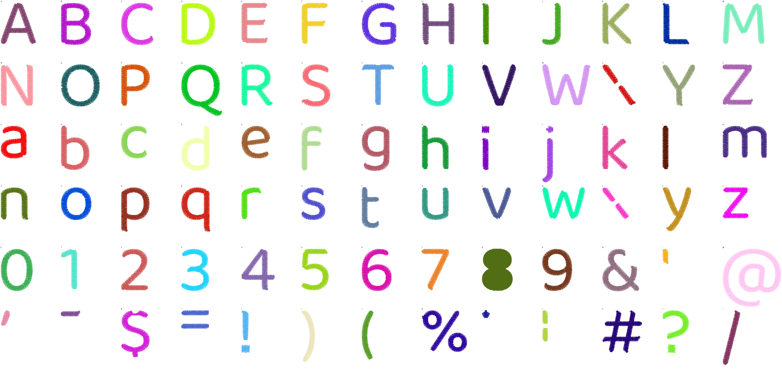 Bouncy Round full alphabet at 1 inch
