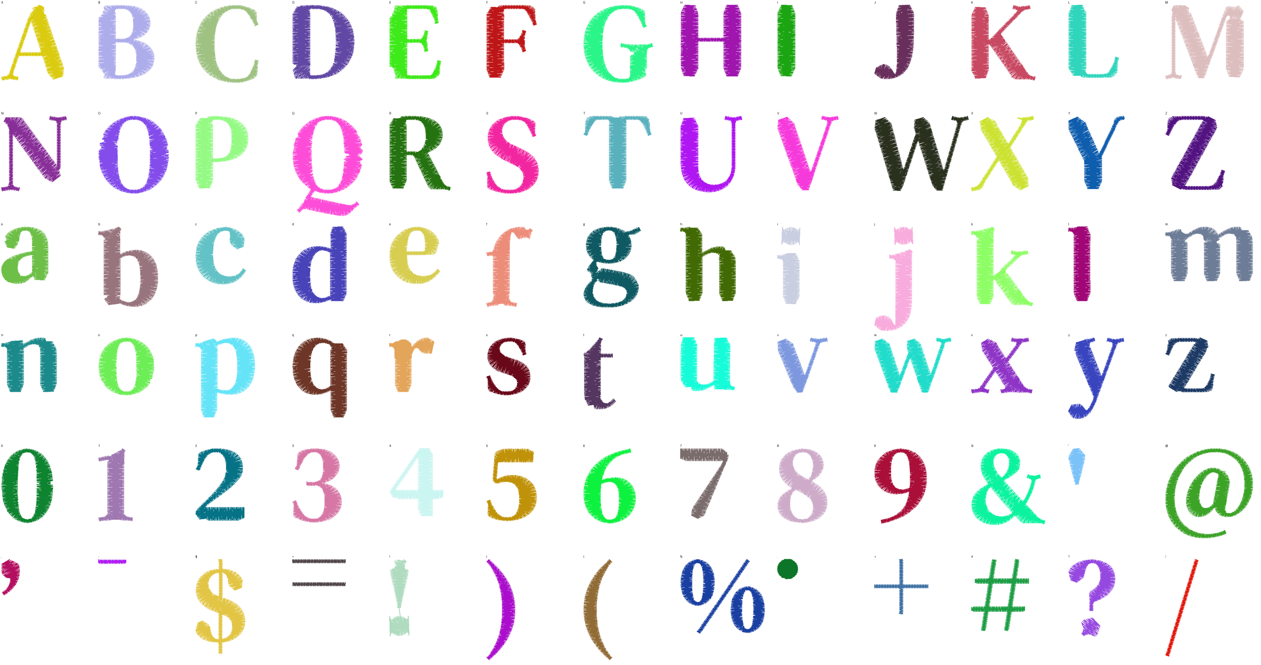 Boutique Serif full alphabet at 1 inch
