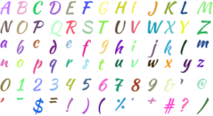 Brushwork Script full alphabet at 1 inch