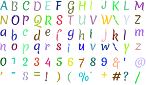 Cafe Cursive full alphabet at 1 inch