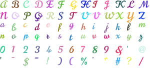 Candlelight Script full alphabet at 1 inch