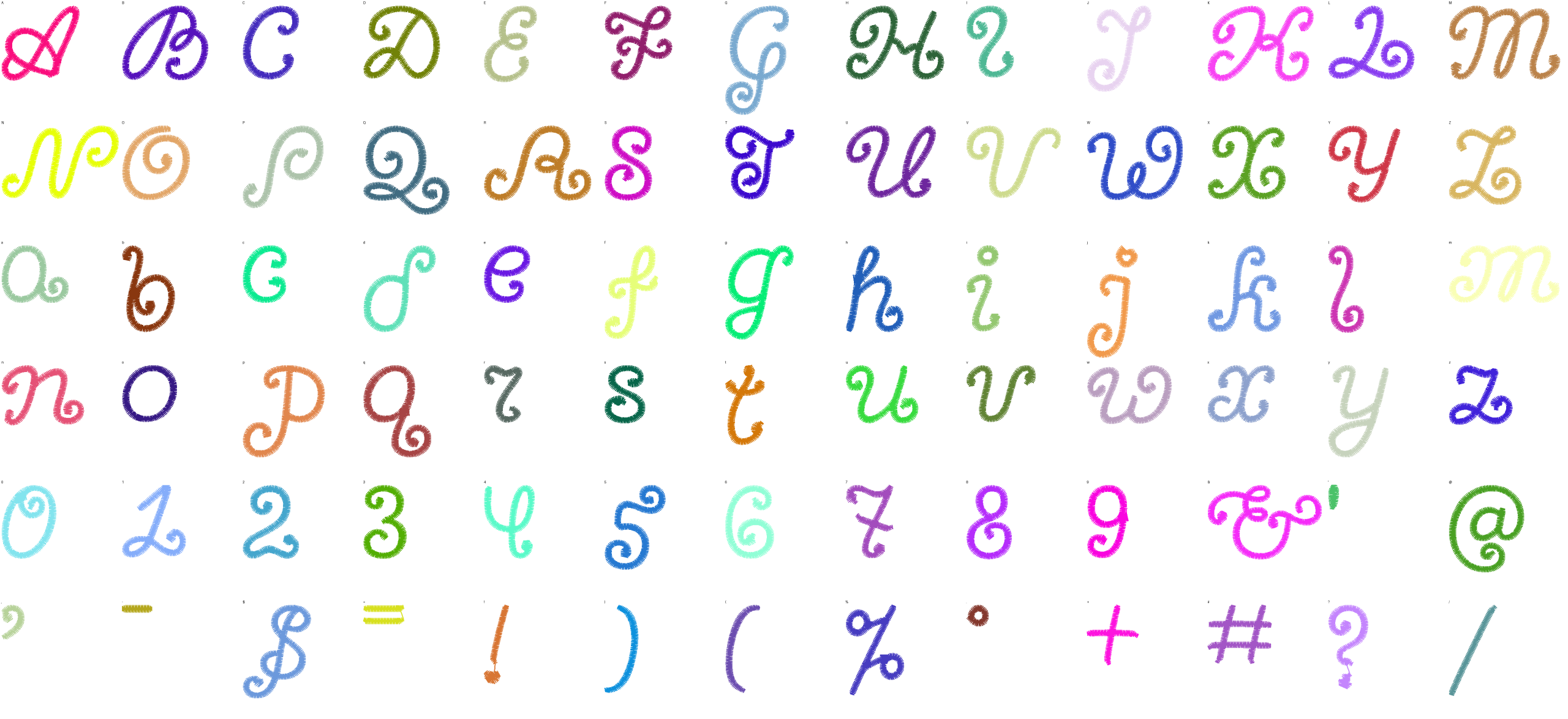 Candy Calligraphy full alphabet at 1 inch
