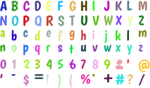 Cartoon Hop full alphabet at 1 inch
