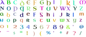 Celtic Uncial full alphabet at 1 inch